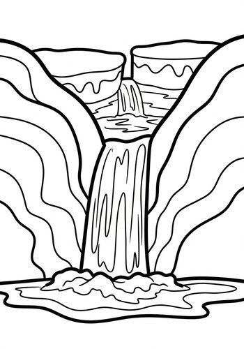 Coloring Page: Waterfall Coloring Page - Natural Beauty