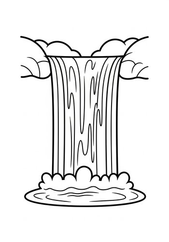 Coloring Page: Waterfall Coloring Page For Kids And Adults