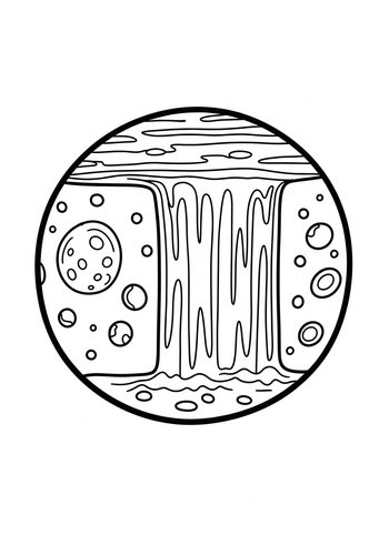 Coloring Page: Waterfall In A Circle Coloring Page