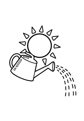 Coloring Page: Watering Can And Sun Coloring Page For Kids