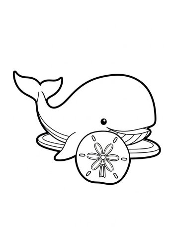 Whale And Sand Dollar Coloring Page