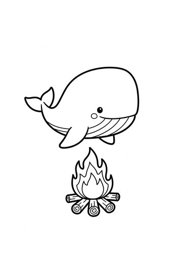 Whale Campfire Coloring Page Adventure