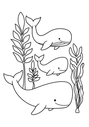 Whale Coloring Page: Ocean Friends
