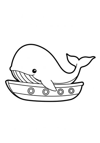 Whale On A Boat Coloring Page