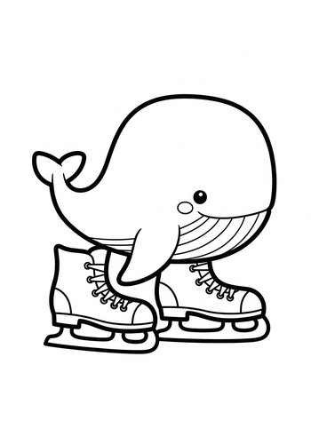 Whale On Ice Skates Coloring Page