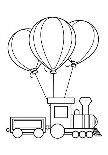 Whimsical Balloon Train Adventure Coloring Page