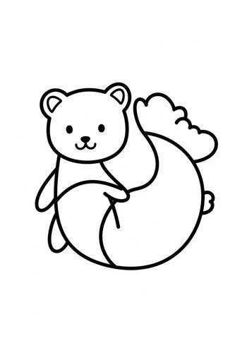 Whimsical Bear Mermaid Coloring Page
