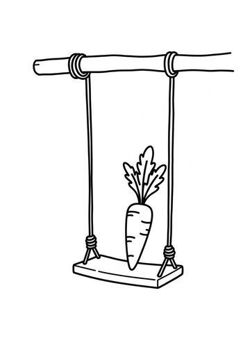Whimsical Carrot Swing Coloring Page
