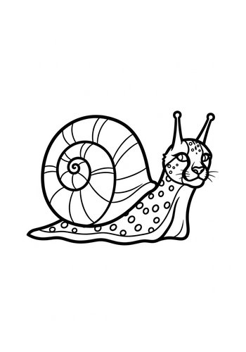 Whimsical Cat Snail Coloring Page
