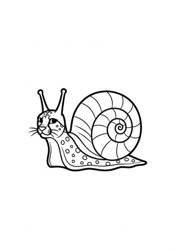 Whimsical Cat Snail Coloring Page