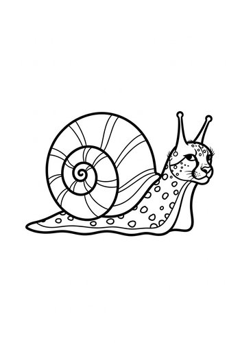 Whimsical Cat-snail Coloring Page