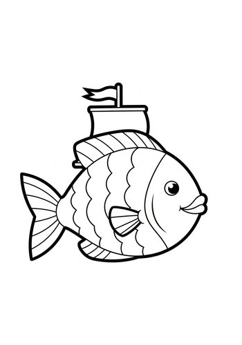 Whimsical Fish Boat Coloring Page