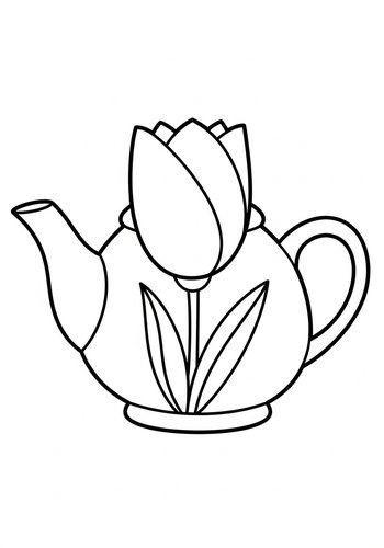Whimsical Flower Teapot Coloring Page