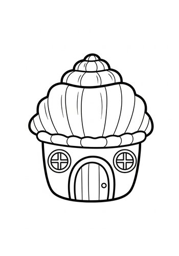 Whimsical Seashell House Coloring Page