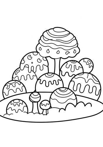 Whimsical Sweet Treats Coloring Page