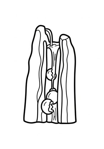 Coloring Page: Whimsical Waterfall Coloring Page