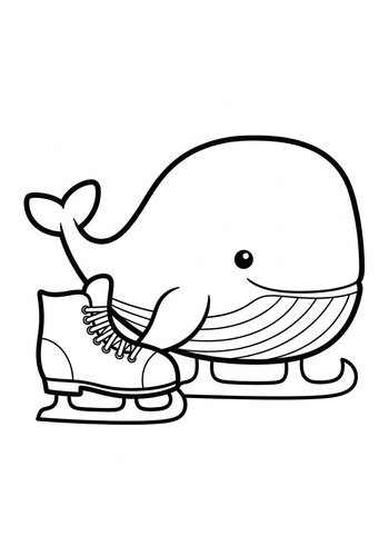 Whimsical Whale Ice Skating Coloring Page