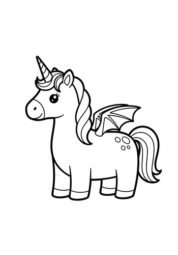 Winged Unicorn Coloring Page For Kids