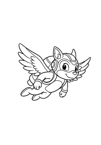 Wingo Flying Through The Air With A Jetpack: Coloring Page Fun
