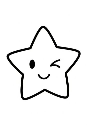 Winking Star Coloring Page For Kids