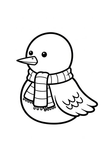 Coloring Page: Winter Bird Coloring Page: A Cozy Friend