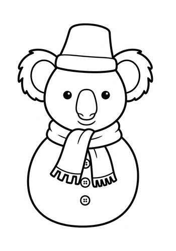 Winter Koala Coloring Page: Festive Fun