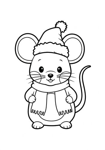 Winter Mouse Coloring Page