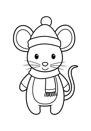 Winter Mouse Coloring Page: Cute And Cozy