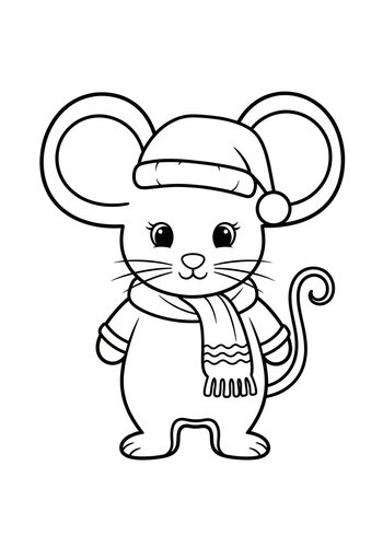 Winter Mouse Coloring Page Fun