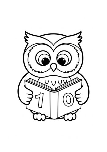 Wise Owl Reading Coloring Page