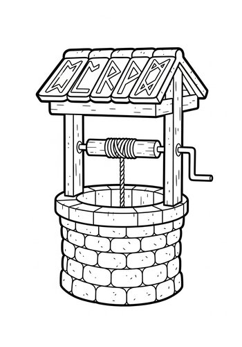 Wishing Well Coloring Page For Kids