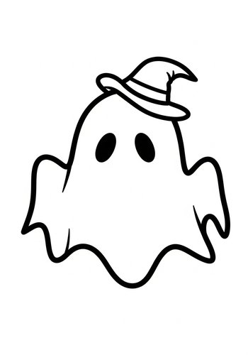 Witchy Ghost Coloring Page