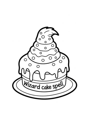 Coloring Page: Wizard Cake Coloring Page: Spellbinding Fun