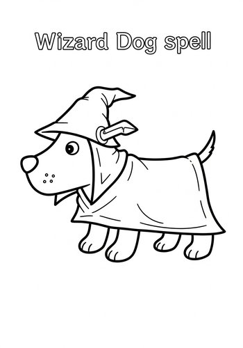 Wizard Dog Coloring Page For Kids