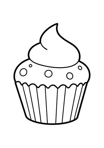 Wobbly Cupcake Coloring Page: Sweet Treat
