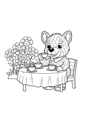 Woody's Tea Party: Coloring Page Fun With Giggly Flowers