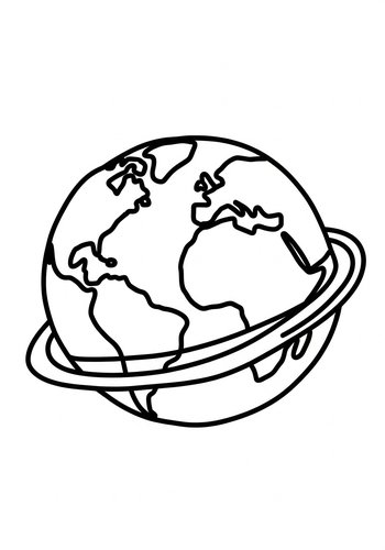 World Globe Coloring Page: Earth With Ring