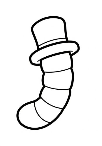 Worm Wearing A Top Hat - Coloring Page Fun
