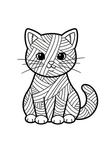 Yarn Cat Coloring Page For Kids
