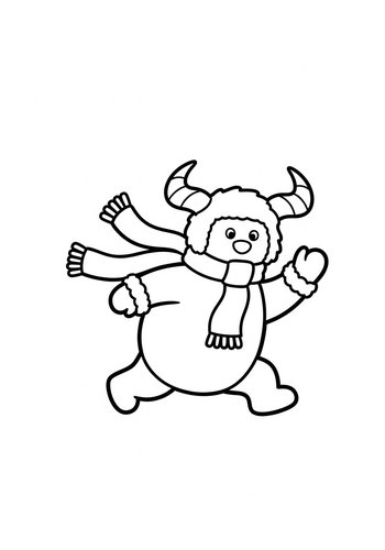 Yeti Winter Fun Coloring Page