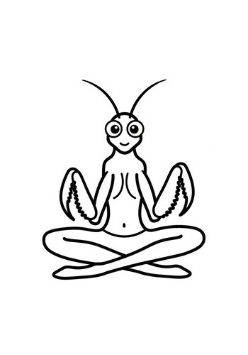 Yoga Mantis Coloring Page: Find Inner Peace