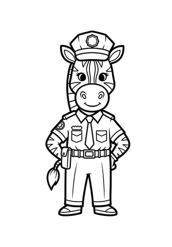 Zebra Officer Coloring Page - Printable Fun