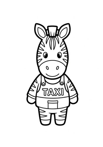Zebra Taxi Driver Coloring Page For Kids