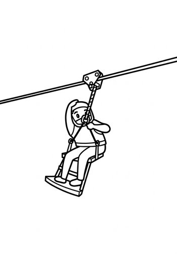 Coloring Page: Ziplining Adventure Coloring Page