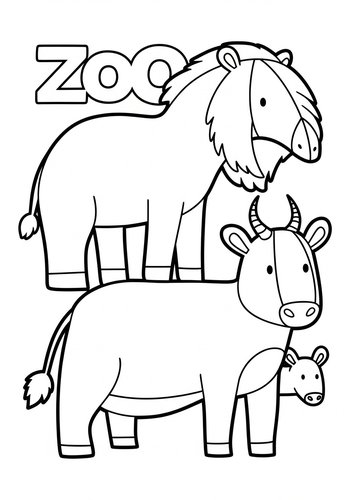Zoo Animal Friends Coloring Page